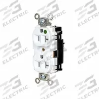 HUBBELL Receptacle: Hospital Grade, Duplex, 5-20R, White, 125V AC, 20 A, 2 Pole / 3 Wire (MPN HBL8300STW)