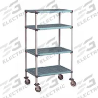 METRO Utility Cart: 62 in x 20 in, 67 in Overall Ht, 4 Shelves, Antimicrobial/Corrosion-Resistant (MPN Q366EG3). Key specifications — attr36820: Antimicrobial; Corrosion-Resistant; attr36821: Standalone; attr33729: METRO; attr36813: Yes; attr36815: 4; attr36810: (2) Swivel Casters with Brakes; attr36812: Polymer.