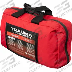 First Aid Trauma Kit: 231 Components, Nylon, Bag, Red, No Medication Included, Nylon (MPN 80-0948). Key specifications — Brand: NORTH AMERICAN RESCUE; Adhesive Bandages Included: Vent Chest Seal Twin Pack; Product Type: First Aid Trauma Kit; PPE and Disposal Equipment Included: (4) Pairs Responder Nitrile Gloves (Large); Oral and Inhalant Medicinals Included: No Oral/Inhalant Medicinals; Tools Included: Permanent Marker; Topical Medicinals Included: (50) Antiseptic Towelette; Wound Dressings Included: (2) Instant Cold Packs.