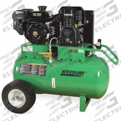 SPEEDAIRE Portable Gas Air Compressor: 1 Stage, 7 hp Engine, Mi-T-M, 13.9 cfm @ 90 psi - Wheeled Portable Engine Driven Air Compressors