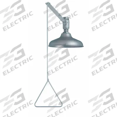 GUARDIAN EQUIPMENT Plumbed Shower: Ceiling Mnt, Stainless Steel Sprayhead, Shroud, Silver - Ceiling-Mount Showers