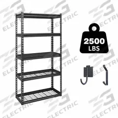 APPROVED VENDOR General Purpose Boltless Metal Shelving: Standalone, Heavy Duty, 30 in x 12 in, Open (MPN B-ATLAS301260-5H500). Key specifications — Finish: Powder Coated; Maximum Post Load Capacity: 2500 lb; Decking Material: Steel; Color: Hammertone Finish; Beam Profile: Standard; Brand: APPROVED VENDOR; Duty Rating: Heavy Duty; Side Panel: Open.