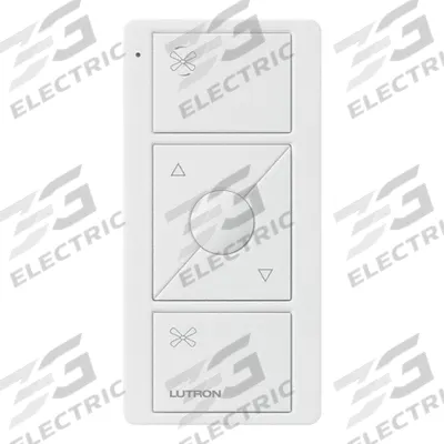 LUTRON Wireless Fan Remote Control: 3 Buttons, Battery, Caseta, White - Wireless Remote Controls