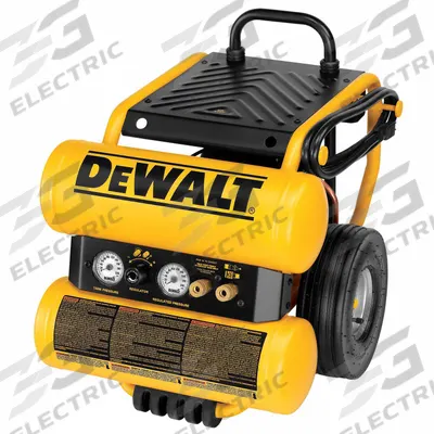 DEWALT Portable Air Compressor: Oil Lubricated, 4 gal, Twin Stack, 1.1 hp, 4 cfm @ 90 psi - Wheeled Portable Electric Air Compressors
