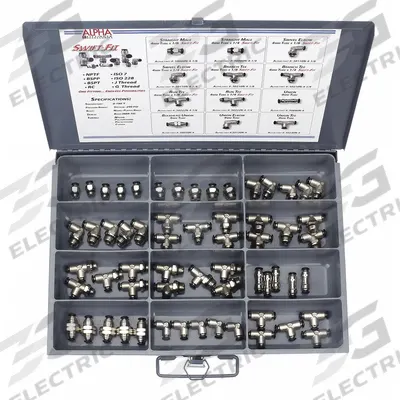 AIGNEP USA Tube Fitting Kit: Brass, 60 Pieces - Push-to-Connect Tube Fitting Kits