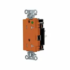 HUBBELL Receptacle: Hospital Grade, Decorator Duplex, 5-20R, Orange, 125V AC, 20 A, 2 Pole / 3 Wire (MPN HBL2182STOTR)