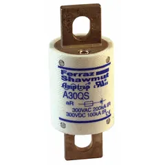 Semiconductor Fuse: A30QS Series, Fast-Acting, 80 A, 300 V AC, 300 V DC DC Volt Rating (MPN A30QS80-4). Key specifications — Series: A30QS; Brand: MERSEN; Voltage Type: AC/DC.