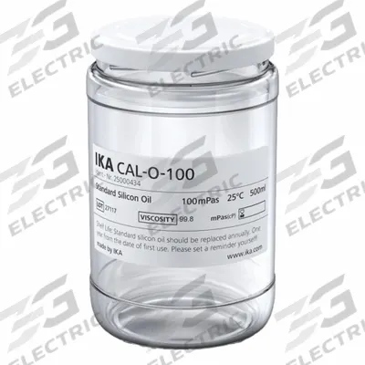 IKA Silicon Oil: 100 cps Viscosity, 500 mL Volume, Clear Glass, Jar, Liquid - Viscometer Calibration Standards