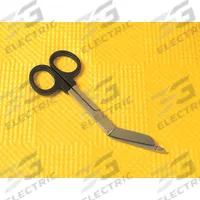 EMI Colorband Scissor: Bandage Scissors, Stainless Steel, Angled, Plastic, 5 1/2 in Overall Lg (MPN 310 BLACK). Key specifications — Disposability: Reusable; Product Type: Bandage Scissors; Color: Black; Blade Material: Stainless Steel; Handle Material: Plastic; Brand: EMI; Blade End Type: Angled.