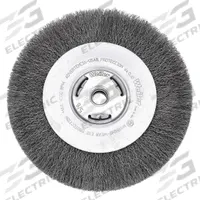 WEILER Wire Wheel Brush: Crimped Steel, 7 in Dia x 3/4 in Wd, 5/8 in Arbor, 0.014 in Fill (MPN 93490). Key specifications — Brand: WEILER.