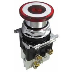EATON Emergency Stop Push Button: Illuminated, Mushroom Head Profile, Metallic, 30 mm, 1NC-LO (MPN 10250T589C47-71X). Key specifications — Brand: EATON; Action: Maintained/Maintained; Series: 10250T; Push Button Material Type: Metallic.