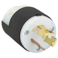 HUBBELL Locking Plug: Non-NEMA, Black/White, 125/250V AC, 15 A, 3 Pole, 3 Blade (MPN HBL7567C). Key specifications — Brand: HUBBELL.