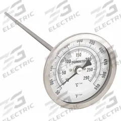 APPROVED VENDOR Dial Thermometer: 50°F to 550°F /10°C to 290°C, 9 in Stem Lg, 3 in Dial Dia (MPN 1NFZ3). Key specifications — Accuracy: ±1 % @ 151 to 450 °F; Brand: APPROVED VENDOR.