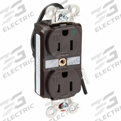 HUBBELL Receptacle: Hospital Grade Fed. Spec., Duplex, 5-15R, Brown, 125V AC, 15 A - General Purpose Receptacles