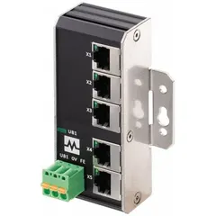 MURRELEKTRONIK Ethernet switch: Unmanaged, Wall, 5 Ports, RJ45, 1000 mbps/Ethernet/Gigabit, IP20 (MPN 58907). Key specifications — Port Type: RJ45; Manufacturer Part Number: 58907; Brand: MURRELEKTRONIK; Features: Auto-Crossover; IP Rating: IP20; Product Type: Ethernet Switch; Mounting Location: Wall; Network Interface: 1000 mbps.