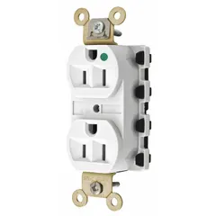 HUBBELL Receptacle: Hospital Grade Fed. Spec., Duplex, 5-15R, White, 125V AC, 15 A, 2 Pole / 3 Wire (MPN SNAP8200WA)