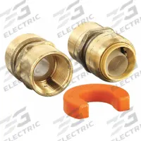 SHARKBITE Tube Fitting Kit: Push-to-Connect, Brass, Adapter, 3 Pieces, Connector/Dismount Clip (MPN 22441LF). Key specifications — Brand: SHARKBITE; Specific Fitting Shapes Included: Connector.