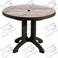 GROSFILLEX Folding Patio Table: Ranch, Resin, 28 3/8 in Overall Ht, 38 in Overall Dia, Polypropylene (MPN US921037). Key specifications — Frame Color: Bronze; Frame Material: Polypropylene; Tabletop Color: Ranch; Tabletop Material: Resin.