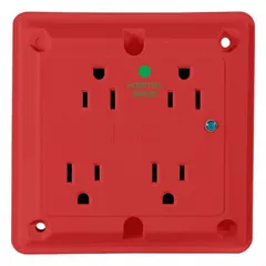 LEVITON Quadruplex Receptacle: Hospital Grade, Quad, 5-15R, Red, GFCI, 125V AC, 15 A (MPN 8480-R)