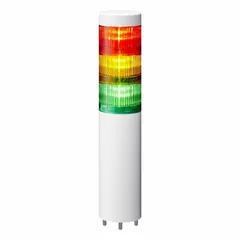 PATLITE Tower Light Assembly: 3 Tier, No Sounder Tier, IP65, Amber/Green/Red, Direct Wire (MPN LR6-3M2WJNW-RYG). Key specifications — Manufacturer Part Number: LR6-3M2WJNW-RYG; Brand: PATLITE; Operating Voltage: 100 to 240V AC; Light Tier Color: Green.