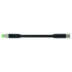 Cordset: M8 Male Straight X M8 Female Straight, 3 Pins, Black, PUR, 10 m Cable Lg, 24 AWG Wire Size (MPN 7000-88001-6301000). Key specifications — Cable Jacket Color: Black; End 1 Mounting Orientation: Straight; End 1 Gender: Male; End 1 Connection Type: M8; Cable Jacket Material: PUR; Brand: MURRELEKTRONIK; IP Rating: IP68; End 2 Connection Type: M8.