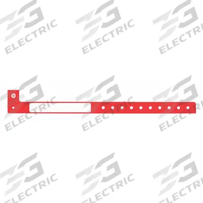 ID Wristband: No Legend, 10 in Overall Lg, 1 1/4 in Overall Wd, Plastic, Red - Security Wristbands