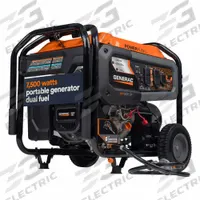 GENERAC Portable Generator: Conventional, Gasoline/Propane, 7,500 W Running, 9,400 W Starting (MPN 8011). Key specifications — CARB Compliant: Yes; Includes GFCI Outlets: No; Parallel Configuration Capable: No; Rated Voltage: 120/240V AC; Carbon Monoxide (CO) Shutdown: Yes; Generator Brand: Generac.