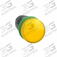 SCHNEIDER ELECTRIC Pilot Light: 22 mm Panel Mounting Hole Dia, LED, Yellow, XB5 (MPN XB5EVM8). Key specifications — Brand: SCHNEIDER.