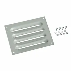 HOFFMAN Louvered Vent Kit: Louver Plate Kit, Mild Steel, 5.62 in Overall Ht, 7.5 in Overall Wd, Gray (MPN AVK64). Key specifications — Brand: HOFFMAN; Manufacturer Part Number: AVK64.