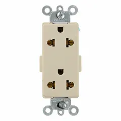 LEVITON Decora Plus Duplex Receptacle Outlet: Duplex, 5-15, Ivory, 125/250V AC, 15 A_16 A (MPN 5835-I)