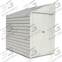 Storage Shed: 49 in W x 80 in D x 82 in H, 154 cu ft, Beige, 47 3/4 in L x 77 1/2 in D x 81 1/4 in H (MPN YS47-A). Key specifications — Brand: ARROW; Product Type: Storage Shed; Resistance Properties: Corrosion Resistant; Assembled: Unassembled; Fire Rating: Not Rated; Lockable: Yes; Color: Beige.