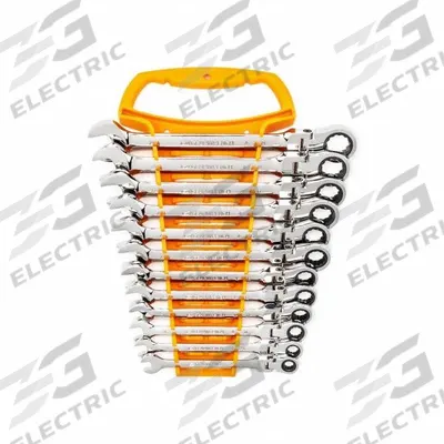 GEARWRENCH Ratcheting Wrench Set: Alloy Steel, Chrome, 12 Tools - Metric 12-Point Ratcheting Combination Wrench Sets