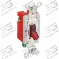 BRYANT Wall Switch: Toggle Switch, Single Pole, Maintained, Red, 120V AC, 20 A (MPN 4901PLR120). Key specifications — Illuminated: No.