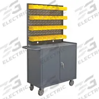 APPROVED VENDOR Steel Mobile Workstation with Louvered Storage: 42 1/8 in x 18 1/4 in, Steel, Gray (MPN 2210A-32B-LU-95). Key specifications — Included Components: Handle on Side; Assembly: Fully Assembled; Brand: APPROVED VENDOR.