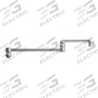 CHICAGO FAUCETS Spout: Spout, Double-Joint, Double Jointed/Swivel Spout, Brass, Polished Chrome (MPN DJ18E35JKABCP). Key specifications — Includes: Mounting Hardware; Product Type: Spout; Spout Style: Double Jointed/Swivel; Body Material: Brass; Color/Finish: Polished Chrome; Brand: CHICAGO FAUCETS.
