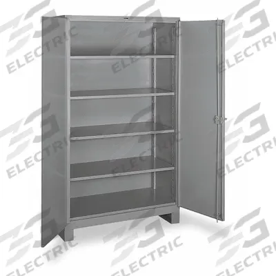 LYON Storage Cabinet: 48 in x 24 in x 82 in, Swing Handle & Padlock Hasp, 14 ga Panel Thick - Industrial Shelf Cabinets