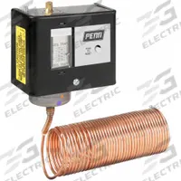JOHNSON CONTROLS Line Volt Mechanical Tstat: 15° to 55°F, Steel, Manual Reset, 5°F (MPN A70HA-1C). Key specifications — Switch Type/Action: SPST, Open/Close on Rise; Temperature Control Range: 15° to 55°F; Temperature Differential: 5°F; Voltage: 120 to 600V AC; Capillary Length/Bulb Diameter: 20 ft Capillary, 20 ft x 1/8 in Bulb; Brand: JOHNSON CONTROLS; Differential Type: Manual Reset; Enclosure Material: Steel.