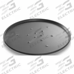 CHICAGO METALLIC Pizza Pan: 12 1/2 in Overall Dia, Anodized Aluminum, Perforated, 14 ga Gauge (MPN 49128). Key specifications — Brand: CHICAGO METALLIC; Product Type: Pizza Pan; Material: Anodized Aluminum; Perforated: Perforated; NSF Certified: No; Coating: Uncoated.