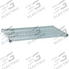 METRO Shelf: 18 in x 30 in, Ventilated Shelf, 800 lb Shelf Capacity, Polymer/Steel, Blue/Taupe (MPN MQ1830G). Key specifications — Color: Taupe; Deck Material: Steel; Brand: METRO.