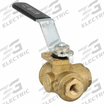BONOMI Manual Three-Way Ball Valve: 1/4 in, Brass, L Flow, FNPT x FNPT x FNPT - L-Port Brass Ball Valves