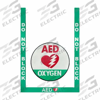 AED Kit Sign: Vinyl, Adhesive Sign Mounting, 36 in x 24 in x 36 in Nominal Sign Size - AED Floor Signs