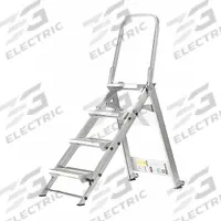 XTEND + CLIMB Step Stool: 4 Steps, 4.9 ft Overall Ht, 375 lb Load Cap, Aluminum, 2.9 ft Standing Ht (MPN WT-4). Key specifications — Brand: XTEND + CLIMB; Color: Silver; Includes: Foldable Handrails.