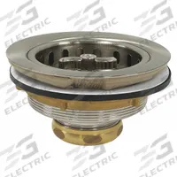 PERFECT PUTTY Strainer: Brass, Brushed Nickel, 2 1/2 in Overall Ht, 4 1/2 in Overall Dia, Threaded (MPN 59-3222). Key specifications — Product Type: Sink Drain; Brand: PERFECT PUTTY; Finish: Brushed Nickel; Material: Brass; Includes: Tailpiece Washer.
