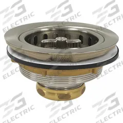 PERFECT PUTTY Strainer: Brass, Brushed Nickel, 2 1/2 in Overall Ht, 4 1/2 in Overall Dia, Threaded (MPN 59-3222). Key specifications — Product Type: Sink Drain; Brand: PERFECT PUTTY; Finish: Brushed Nickel; Material: Brass; Includes: Tailpiece Washer.