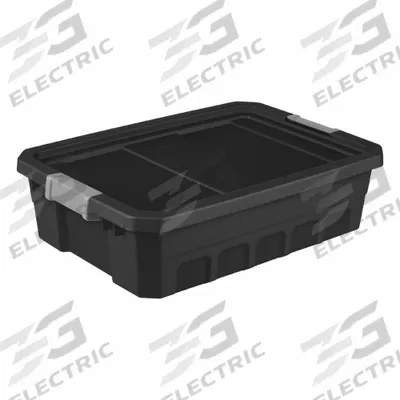 STERILITE Storage Tote: 10 gal, 25 3/4 in x 18 3/8 in x 7 1/4 in, Black Body, 10 to 20 gal - Colored Totes with Latch-On Lids