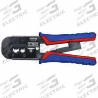 KNIPEX Crimper: For RJ-11/12/RJ-45/Western Plug, Telephone Cable, 7 1/2 in Overall Lg, Non-Insulated (MPN 97 51 10). Key specifications — attr470438: Crimping Pliers; attr470441: Telephone Cable; attr470442: Western Plug; attr424247: KNIPEX.