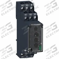 SCHNEIDER Voltage Sensing Relay: DIN-Rail Mounted, 12 Pins/Terminals, 8 A, 24 to 240V AC/DC, Screw (MPN RM22UA33MT). Key specifications — Drop-Out Range: +/- 10%; Monitored Parameters: Undercurrent; Brand: SCHNEIDER.