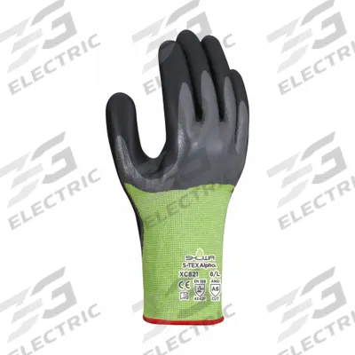 SHOWA Knit Gloves: 2XL ( 10 ), ANSI Cut Level A6, Full, Double Dipped, Nitrile - Light-Duty Cut-Resistant Gloves with Nitrile Coating