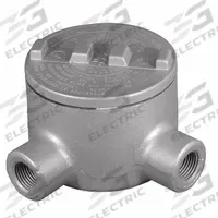 Conduit Outlet Body: Iron, GR, 1/2 in Trade Size, L Body, 18 cu in Body Capacity (MPN GRL50). Key specifications — Series: For Standard Body; Compatible Conduit Trade Size: 1/2 in; Thread Gender: Female; Hub Style: Threaded; Cover Included: Yes; Body Style: L; Connection Type: Threaded; Back Type: Round.