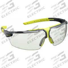 HEXARMOR Safety Glasses: Clear/Gray Lens, Half-Frame, Anti-Fog/Hard Coat/Photochromic/TruShield® (MPN 11-19004-08). Key specifications — Brand: HEXARMOR; Frame Color: Charcoal/High-Visibility Yellow; Lens Color: Clear/Gray; Lens Properties: Anti-Fog / Scratch-Resistant / Photochromic.